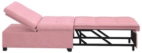 Sofá-cama 3 em 1 Design Retrátil Veludo Rosa