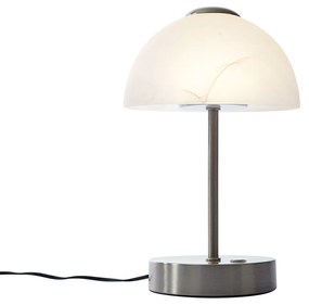 Candeeiro de Mesa Design Aço com Vidro Opal Incl. LED Regulável - Joya Design