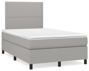 Cama box spring c/ colchão e LED 120x190 cm tecido cinza-claro
