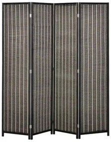 HOMCOM Biombo de 4 Painéis de Bambú Separador de Ambientes Dobrável Divisória para Espaços 180x180cm Marrom e Preto