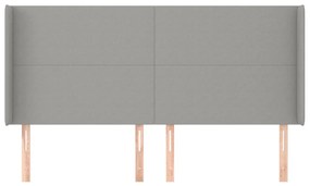 Cabeceira cama c/ abas tecido 183x16x118/128 cm cinzento-claro