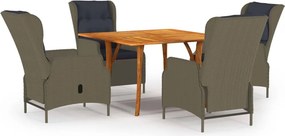 vidaXL 5 pcs conjunto de jantar para jardim castanho
