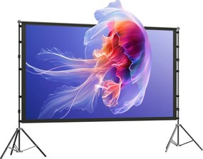 HOMCOM Ecrã de Projeção 100 Polegadas Formato 16:9 HD 4K/8K Frente e Verso com Suporte para Interior e Exterior Branco | Aosom Portugal