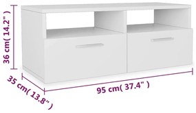 Móveis de TV 2 pcs aglomerado 95x35x36 cm branco