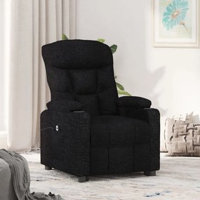 vidaXL Poltrona elevatória tecido preto