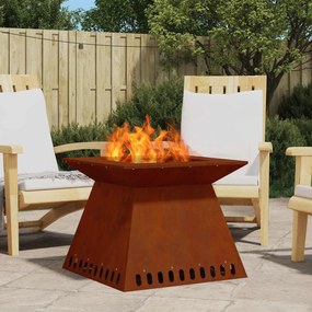vidaXL Fire Pit Castanho 60 x 60 x 50 cm Aço resistente às intempéries