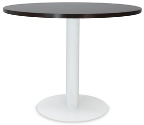 Mesa de Reunião Redonda 1200x750 mm – Tampo Wengue em Melamina, Estrutura Branco