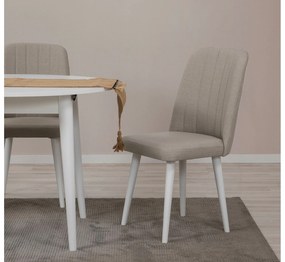 Conjunto de Mesa de Jantar Extensível e Cadeiras Vina – Branco e Creme