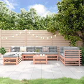 vidaXL 9 pcs conjunto lounge de jardim madeira de douglas maciça