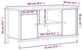 Móvel de TV 100x40x50 cm derivados de madeira cinzento sonoma