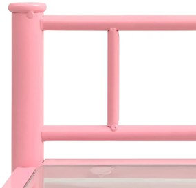 Mesas de cabeceira 2 pcs metal rosa e vidro transparente