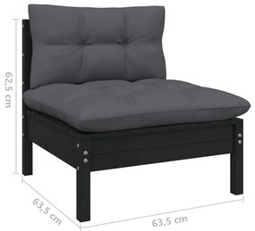 4 pcs conjunto lounge jardim c/ almofadões pinho antracite