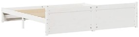 Cama sem colchão 160x200 cm madeira de pinho maciça branco
