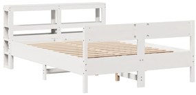 Cama sem colchão 150x200 cm madeira de pinho maciça branco