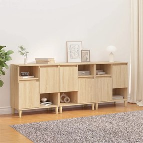 vidaXL Aparadores 3 pcs 60x35x70 cm derivados madeira carvalho sonoma
