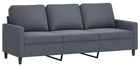 3 pcs conjunto de sofás com almofadões veludo cinzento-escuro