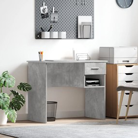 Mesa com armazenamento cinza concreto 90x49.5x75 cm madeira engenheira