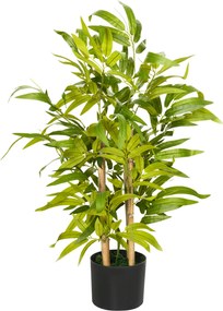 Bambu artificial, Plantas artificiais, altura 60 cm – tronco, ramos, líquen, folhas, muito realista e vaso incluído