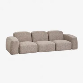 Sofá Modular Bastian De 3 Peças Bouclé Castanho Moca - Sklum