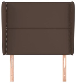 Cabeceira cama c/ abas couro artif. 93x23x118/128 cm castanho