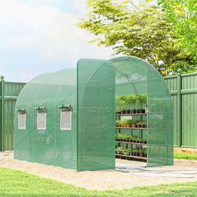 Estufa tipo túnel para jardim de 6 m², estufa tipo túnel para jardim com 200 x 300 x 200 cm, porta e 6 janelas, lona de PE de 140 g/m² verde