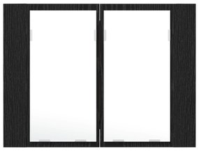 Armário de Espelho LED para Casa de Banho vidaXL Preto Carvalho 60x12x