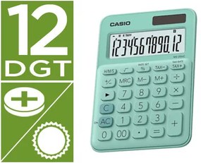 Calculadora Casio ms-20uc-gn Secretária 12 Digitos Tax +/- Cor Verde