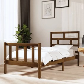vidaXL Estrutura de cama 90x200cm madeira de pinho maciça castanho-mel