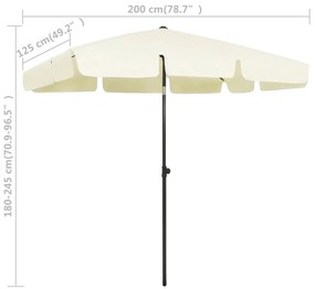 Guarda-sol de praia 200x125 cm amarelo areia