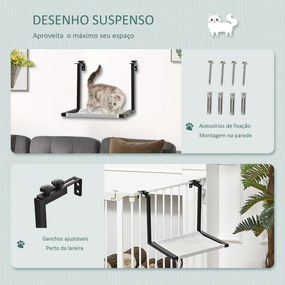 Rede para Gatos para Radiador com Gancho Ajustável Cama Suspensa de Tecido Removível Estrutura de Aço 42,5x54x34 Preto e Bege