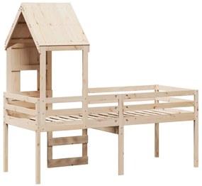 Cama alta com telhado 80x200 cm pinho maciço