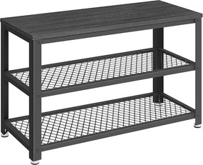 Banco de sapatos VASAGLE, sapateira com 2 prateleiras de malha, sapateira, 30 x 73 x 45 cm, para entrada, corredor, sala de estar, estrutura de metal, ébano preto LBS073B06
