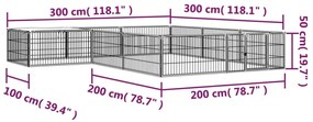 Parque p/ cães c/ 12 painéis 100x50 cm aço revestido a pó preto