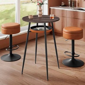 Mesa de bar 70 x 70 x 91 cm da coleção EKHO com espaço de arrumação castanho cinza-castanho caramelo