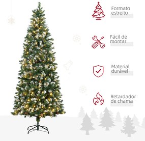 HOMCOM Árvore de Natal Artificial com Luzes LED Altura 230 cm Árvore d