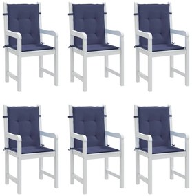 Almofadões p/ cadeira de encosto baixo 6pcs tecido azul-marinho