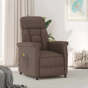 vidaXL Poltrona de massagens elétrica couro artificial castanho