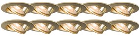 Conjunto de 10 focos embutidos inclináveis dourados - Edu Moderno,Art Deco