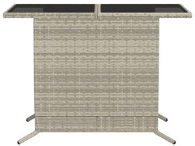 3 pcs conjunto bistrô com almofadões vime PE cinzento claro