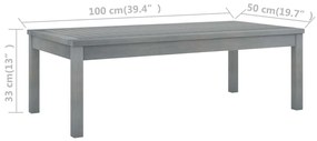 Mesa de centro 100x50x33 cm madeira de acácia maciça cinzento