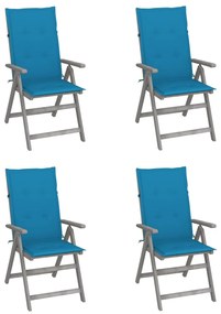 vidaXL Cadeiras jardim reclináveis c/ almofadões 4 pcs acácia maciça