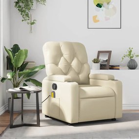 Poltrona de massagens reclinável couro artificial cor creme