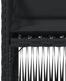 Cadeiras de jardim com almofadões 4 pcs vime PE preto