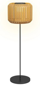 Outsunny Luminária de Pé de Vime para Área Externa Lâmpada Solar de Jardim Sensor Automático LED Metal Ø34x130 cm Preto Amarelo | Aosom Portugal