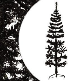 vidaXL Meia árvore de Natal fina com suporte 120 cm preto