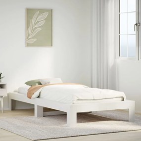 Cama sem colchão 75x190 cm madeira de pinho maciça branco