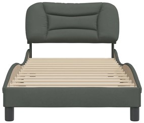 Estrutura de cama sem colchão 90x200 cm tecido cinzento-escuro