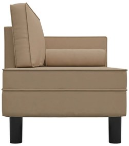 Chaise longue com almofadões e rolo couro artificial cappuccino