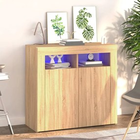 vidaXL Aparador com luzes LED 80x35x75 cm carvalho sonoma