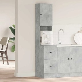 Armário de Cozinha Cinza Concreto 35x50x180 cm Madeira Ingenheirada